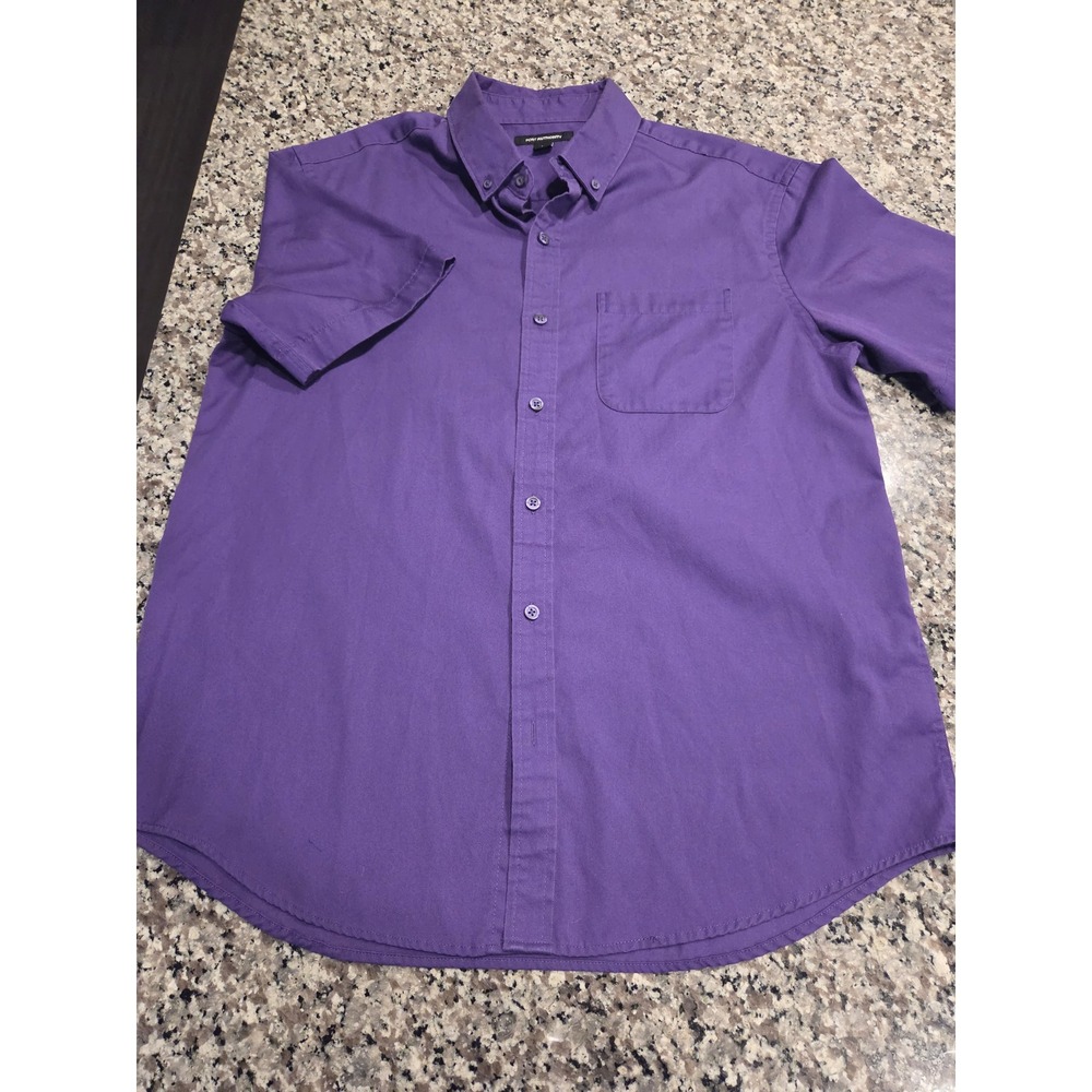 Port Authority Mens Short Sleeve Button Down Shirt Purple Medium S344 Twill